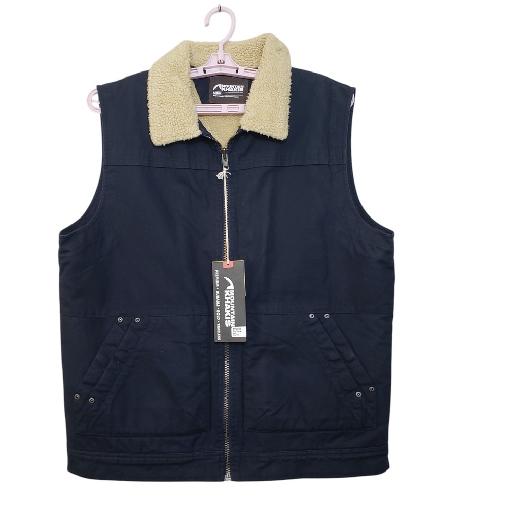 New With Tags Mountain Khakis Men's Size Large Sullivan‎ Shearling Vest Navy